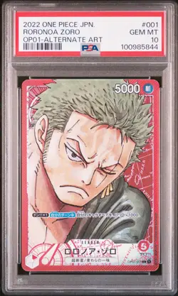 2022 ONE PIECE JPN OP01-ROMANCE DAWN ALTERNATE ART #001 RORONOA ZORO PSA 10 - Image 1