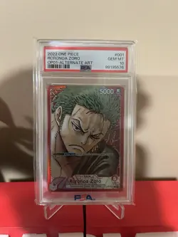 2022 One Piece Roronoa Zoro OP01-001 Alt Art Romance Dawn PSA 10 Gem Mint - Image 1