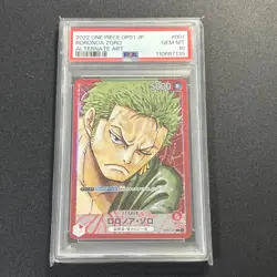 2022 ONE PIECE OP01 ROMANCE DAWN ALTERNATE ART #001 RORONOA ZORO PSA 10 Japanese - Image 1