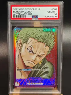 2022 One Piece Japanese Romance Dawn Alt Art Roronoa Zoro L #OP01-001 PSA 10 GEM - Image 1
