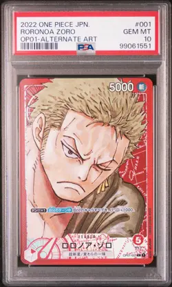 2022 ONE PIECE JPN OP01-ROMANCE DAWN ALTERNATE ART #001 RORONOA ZORO PSA 10 - Image 1