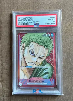 2022 One Piece Roronoa Zoro Alternate Art - Romance Dawn OP01 #001 PSA 10 - Image 1