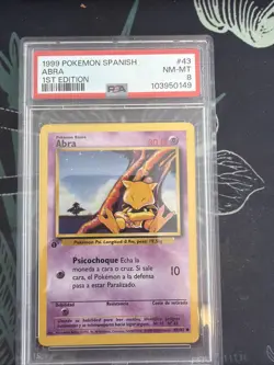 1999 Pokemon Game SPANISH 1st Edition BASE SET #43 ABRA PSA 8 NM-MT - Image 1