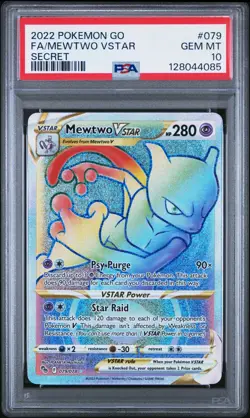 PSA 10 Mewtwo VSTAR (Secret Rare) 079/078 Pokemon GO Holo Rainbow GEM MINT - Image 1