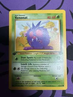 Venonat 63/64, 1st Edition Jungle, Pokemon Card TCG - Image 1