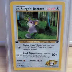 Pokemon Lt. Surge's Rattata 85/132 Gym Challenge 1st Edition PSA 10 - Image 4