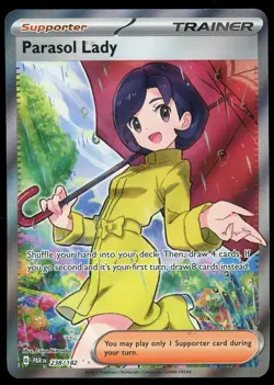 Pokemon TCG Parasol Lady Full Art Ultra Rare 238/182 Paradox Rift NM - Image 1