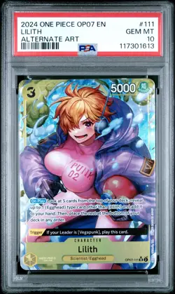 2024 ONE PIECE OP07-500 YEARS IN THE FUTURE ALTERNATE ART #111 LILITH PSA 10 - Image 1