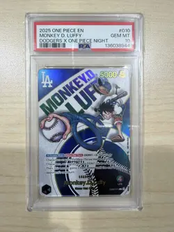 2025 ONE PIECE PROMO EB02 010 DODGERS X ONE PIECE NIGHT MONKEY D LUFFY PSA 10 - Image 3