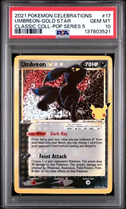 2021 POKEMON CELEBRATIONS CLASSIC COLL #17 UMBREON-GOLD STAR PSA 10 - Image 1