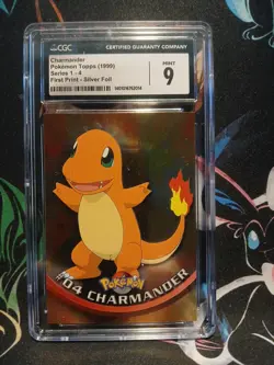 Charmander Silver Foil 1st Printing (Blue Topps Logo) #4 1999 CGC 9 - Image 1