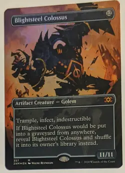 MTG English NM FOIL Magic Card BLIGHTSTEEL COLOSSUS Double Masters BORDERLESS - Image 1