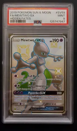 2019 Pokemon Sun & Moon Hidden Fates #SV59 Full Art Mewtwo GX PSA 9 - Image 1