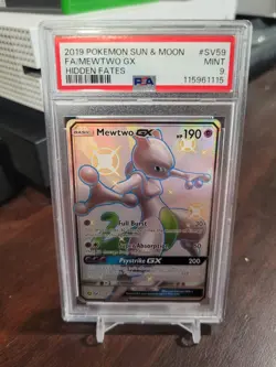 2019 Pokemon Sun & Moon Hidden Fates #SV59 Full Art Mewtwo GX PSA 9 - Image 1