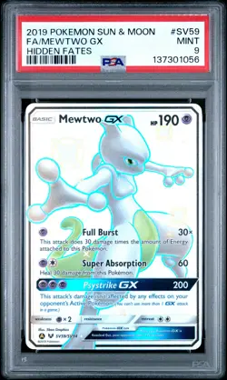2019 POKEMON SUN & MOON HIDDEN FATES #SV59 FULL ART/MEWTWO GX PSA 9 - Image 1
