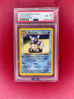 1999 POKEMON BASE SET SHADOWLESS #42 WARTORTLE PSA 8 - Image 1