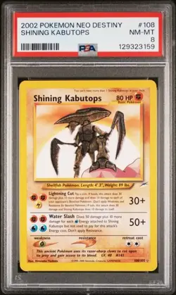 2002 Pokemon Neo Destiny Shining Kabutops #108 PSA 8 - Image 1