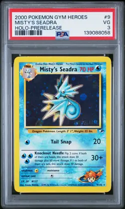 2000 POKEMON GYM HEROES HOLO-PRERELEASE #9 MISTY'S SEADRA PSA 3 - Image 1