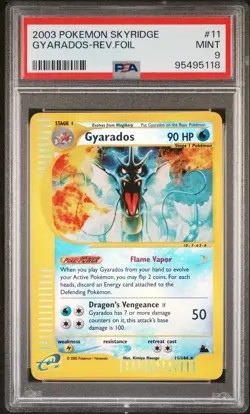 2003 POKEMON SKYRIDGE #11 GYARADOS-REVERSE FOIL PSA 9 - Image 1