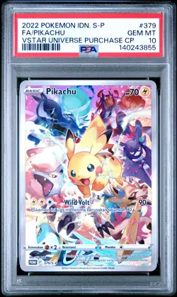 2022 POKEMON INDONESIAN S PROMO #379 FULL ART/PIKACHU PSA 10 - Image 1