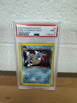 2000 POKEMON ROCKET PRERELEASE #8 DARK GYARADOS-HOLO PSA 9 - Image 1
