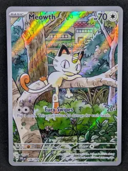 Meowth 106/094 Phantasmal Flames Illustration Rare Holo Pokemon TCG Card NM - Image 1