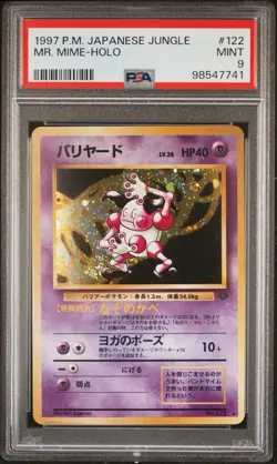Pokemon Mr. Mime No. 122 PSA 9 Mint Japanese Jungle Holo Rare 1997 SWIRL - Image 1