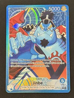 Jinbe OP14-040 Leader Alternate Art Azure Sea's Seven One Piece Card English NM - Image 1