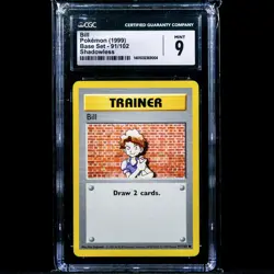 Bill 91/102 Shadowless CGC 9 Mint Common WOTC Base Set 1999 Pokemon Card Vintage - Image 1