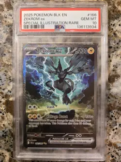 Zekrom EX 166/086 Special Illustration Rare 2025 TCG Pokemon Black Bolt PSA 10 - Image 1