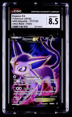 Pokemon 2016 Espeon EX 117/122 XY BREAKpoint CGC 8.5 NM MINT+ - Image 1
