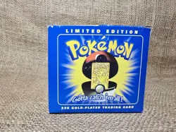 Pokemon PIKACHU 23k Gold Plated Trading Card Vintage 1999 Burger King Blue Box - Image 2
