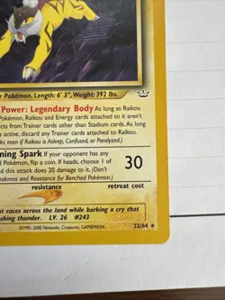 Pokemon Neo Revelation 1st Edition Card Raikou 22/64 Regular - Image 4