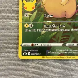 Pikachu 5/25 Pokemon Celebrations 25th Anniversary Set Full Art Card - Image 5