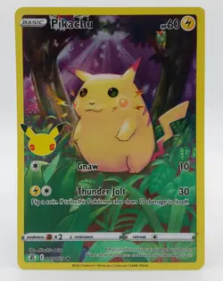 Pikachu 5/25 Pokemon Celebrations 25th Anniversary Set Full Art Card - Image 1