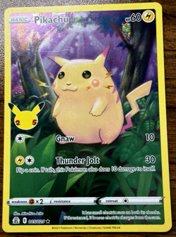 Pikachu 5/25 Pokemon Celebrations 25th Anniversary Base Set Full Art Card NM - Image 1