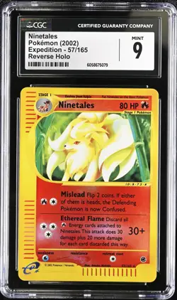 CGC 9 MINT Ninetales 2002 Expedition 57/165 Reverse Holo Pokemon Card - Image 1