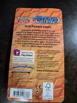Pokemon TCG XY Steam Siege Booster Pack with Lucario Promo Card & Coin Sealed - Image 2