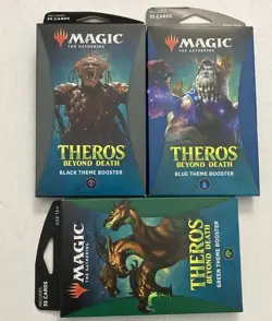NEW 3 THEROS Beyond Death Theme Booster Pack BLK GRN BLU MTG Magic the Gathering - Image 1