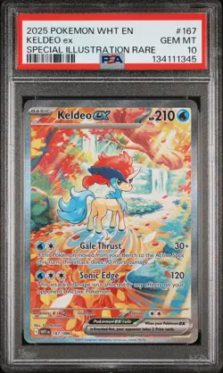 2025 POKEMON WHT EN-WHITE FLARE SPECIAL ILLUSTRATION RARE #167 KELDEO EX PSA 10 - Image 1