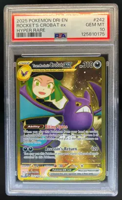 2025 Pokemon Destined Rivals Team Rocket's Crobat ex #242/182 PSA 10 - Image 1