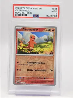 CHARMANDER 2023 POKEMON S&V 151 REVERSE HOLO 004/165 PSA 9 Q0004 - Image 1