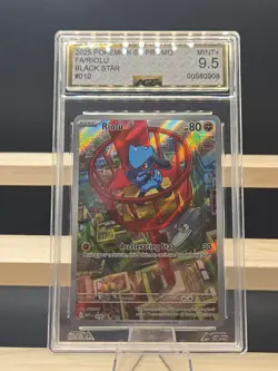 AGS 9.5 MINT Riolu 010 Pokemon Center ETB Promo Mega Evolution BLACK STAR - Image 2