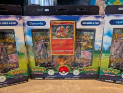 3 Pokemon Go TCG Pin Collection (Squirtle, Bulbasaur, Charmander) New & Sealed 820650850813 - Image 4