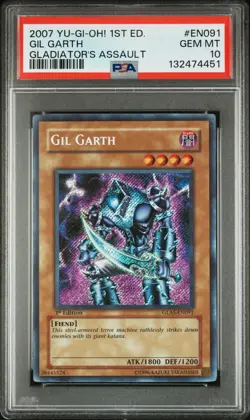 Yu-Gi-Oh Gil Garth GLAS-EN091 Secret Rare 1st Edition PSA 10 GEM MINT (NA) - Image 1