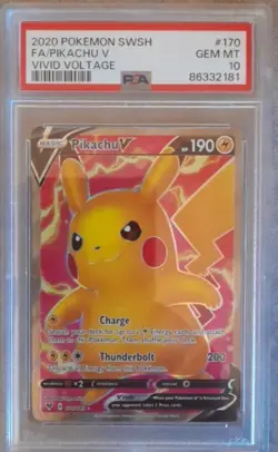 Pokemon Pikachu V Full Art Vivid Voltage 170/185 PSA 10 Gem Mint - Image 1