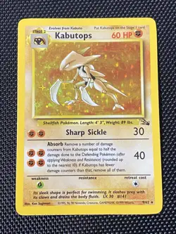 Pokemon TCG Kabutops Fossil 9/62 Holo Rare Card LP+ Vintage WOTC - Image 1