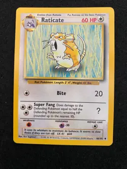Raticate 40/102 Base Set Regular Near Mint (NM) - Pokemon card TCG 1999 vintage - Image 1