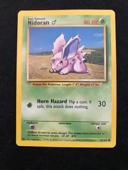Nidoran 55/102 Base Set Regular Near Mint (NM) - Pokemon card TCG 1999 vintage - Image 1