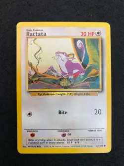 Rattata 61/102 Base Set Regular - 1999 Pokemon card TCG WOTC vintage - Image 1